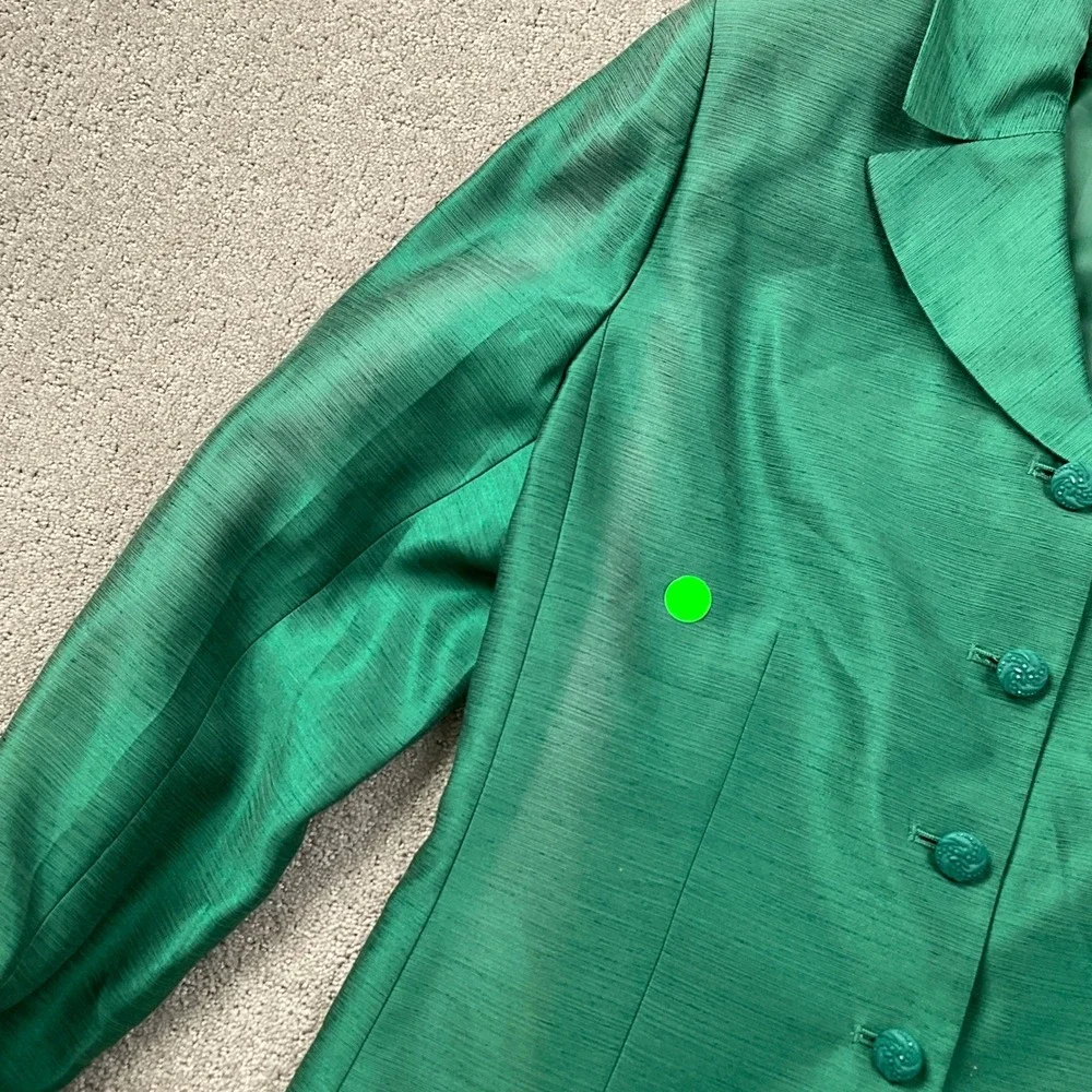 LE SUIT ESSENTIALS Skirt Set Womens Blazer 12 Skirt 16 Green Holiday‎ 2pc Flaws